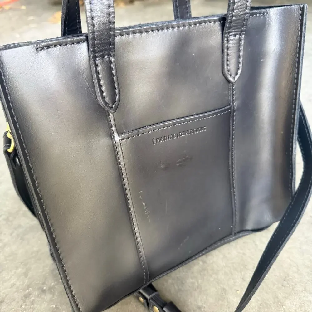 Portland Leather Goods Lola Black Handle Crossbody Detachable Strap Gold